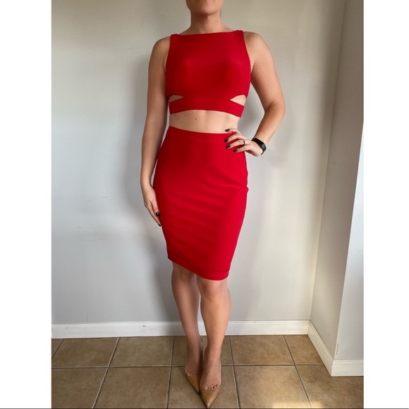 Jovani Skirt Set Red - Picture 1 of 3